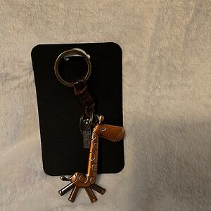 Bronze Giraffe Keychain with charms attached & Leather cuff